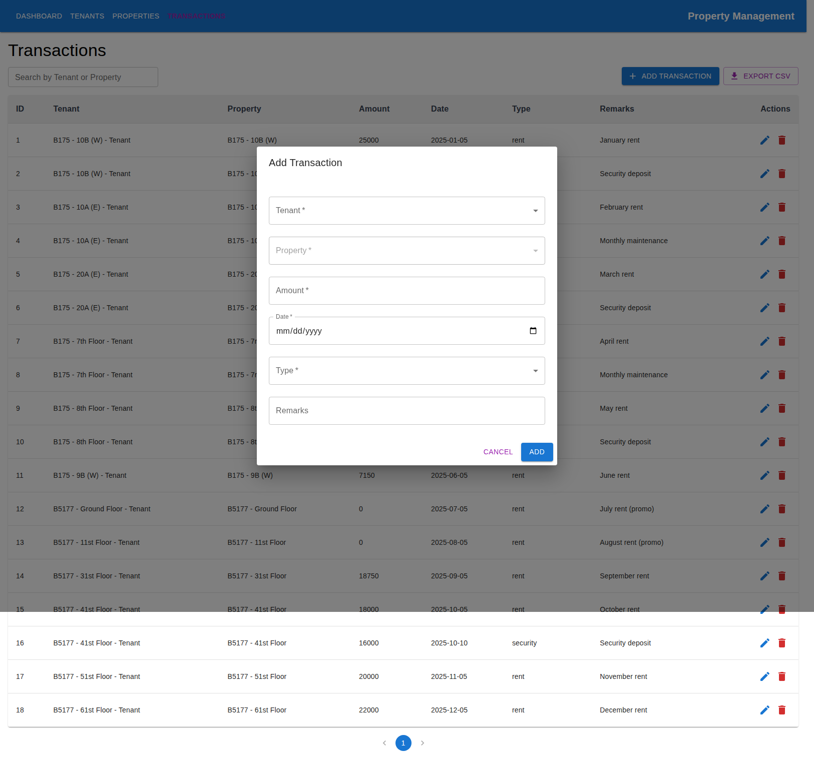 Add Transaction Modal