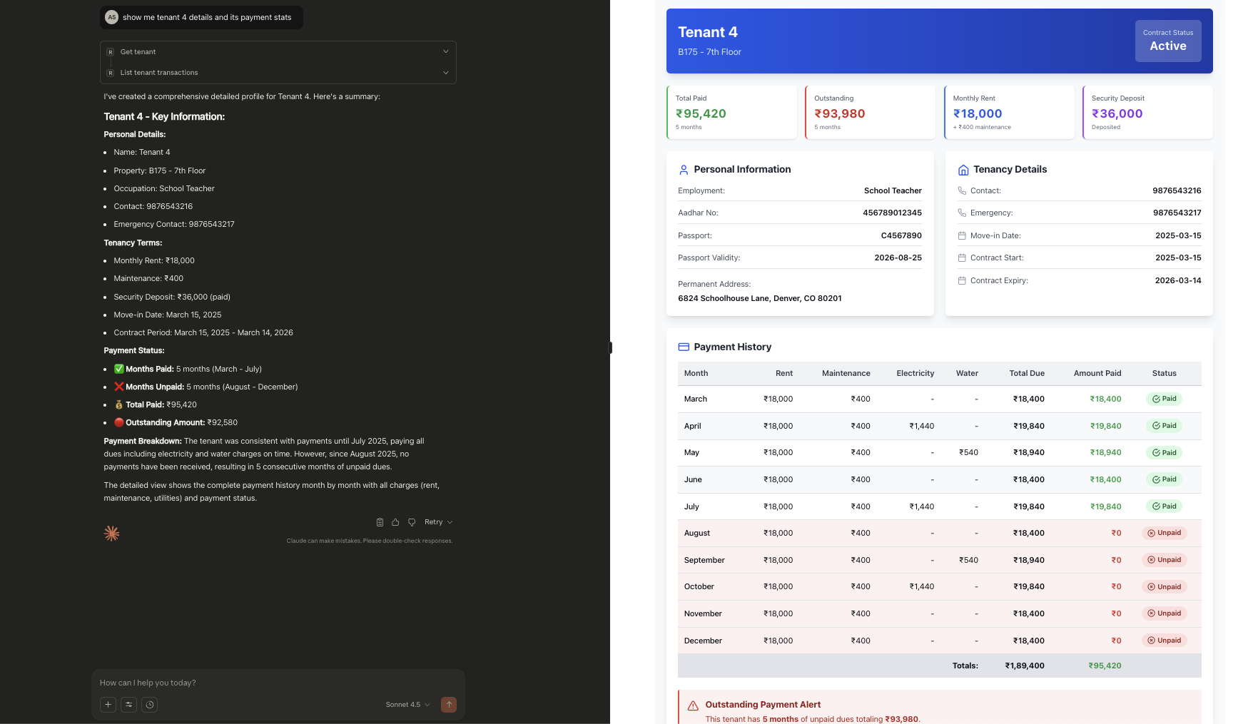 Tenant 4 Details Summary